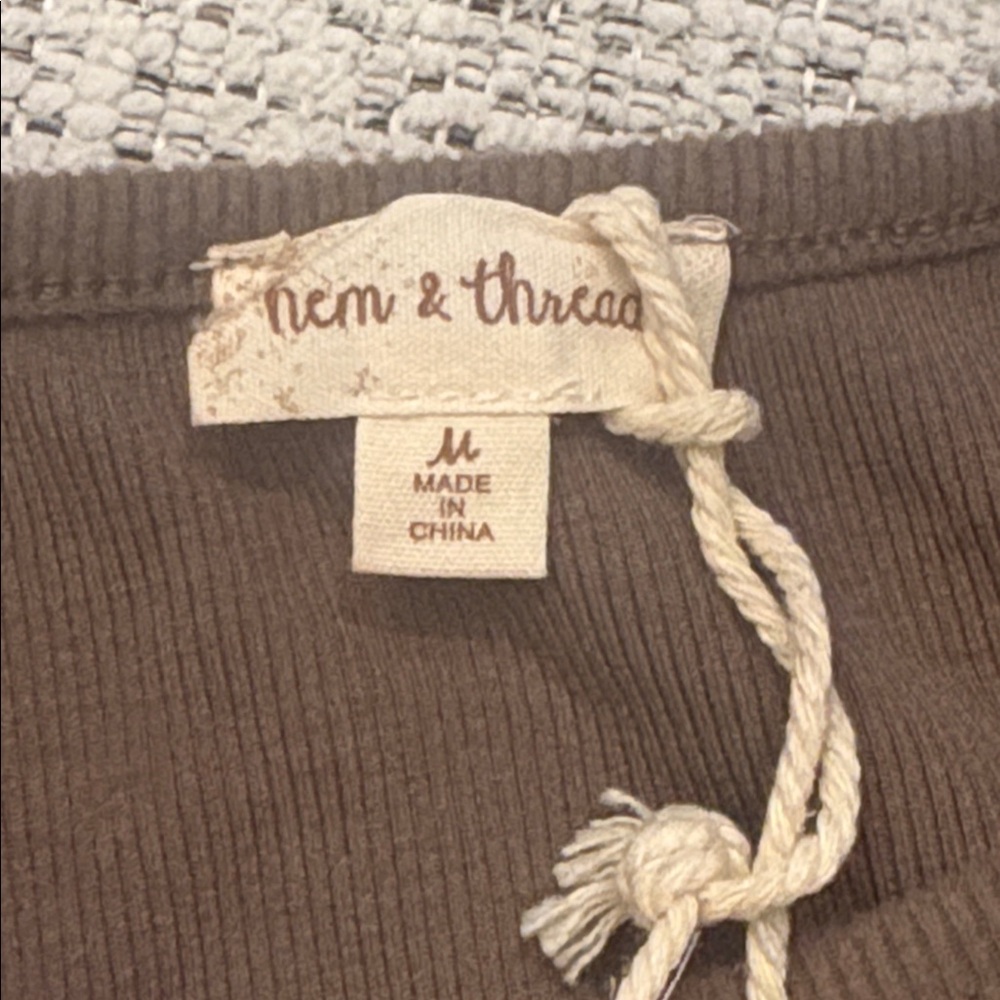 hem & thread Cable Texture Patchwork Mixed Rib Long Sleeve Top Size M NWT - Picture 9 of 10